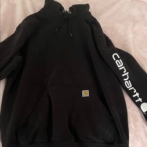 Carhartt Black Hoodie with White Sleeve Logo